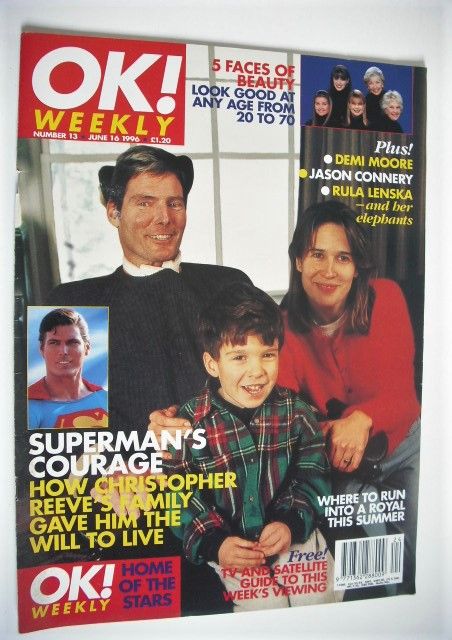 <!--1996-06-16-->OK! magazine - Christopher Reeve and family cover (16 June