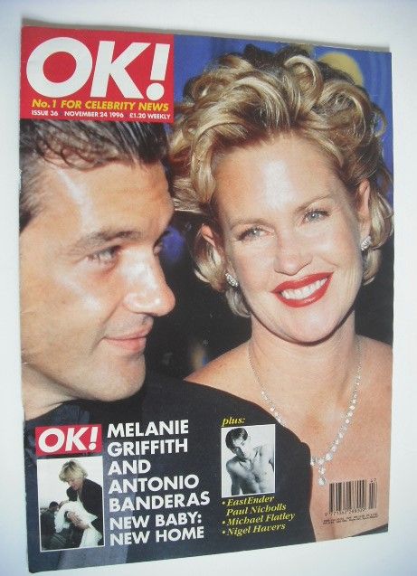 OK! magazine - Melanie Griffith and Antonio Banderas cover (24 November 1996 - Issue 36)