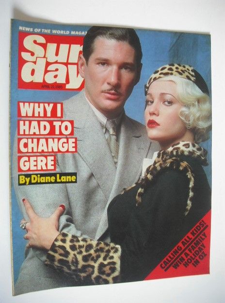 Sunday magazine - 21 April 1985 - Diane Lane and Richard Gere cover