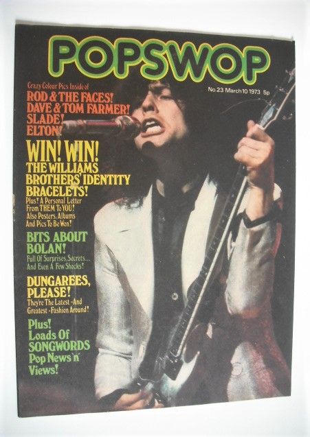 Popswop magazine - 10 March 1973 - Marc Bolan cover