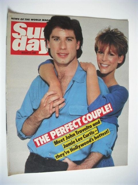 Sunday magazine - 11 August 1985 - John Travolta and Jamie Lee Curtis cover
