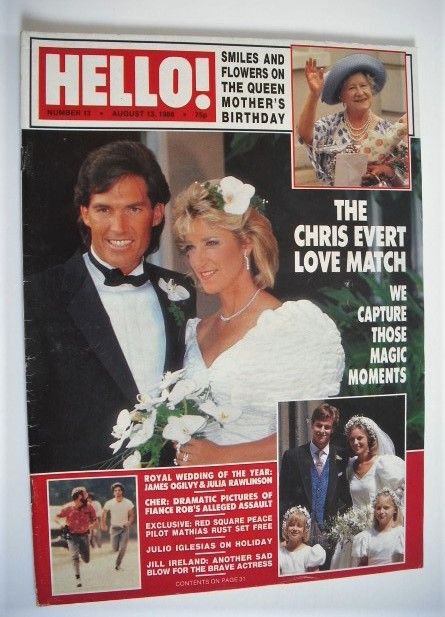 <!--1988-08-13-->Hello! magazine - Chris Evert and Andy Mill wedding cover 