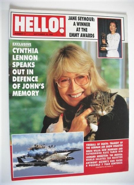 <!--1988-09-10-->Hello! magazine - Cynthia Lennon cover (10 September 1988 