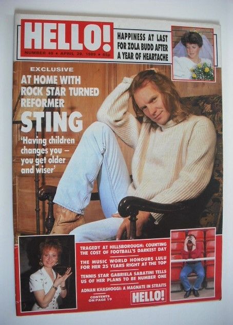 <!--1989-04-29-->Hello! magazine - Sting cover (29 April 1989 - Issue 49)