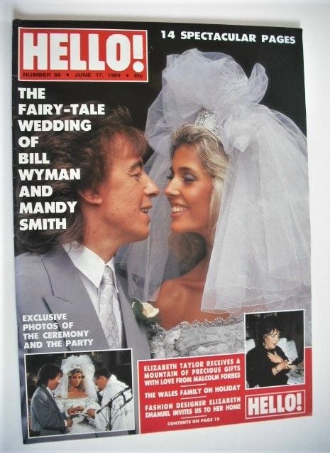 Hello! magazine - Bill Wyman and Mandy Smith wedding cover (17 June 1989 - Issue 56)