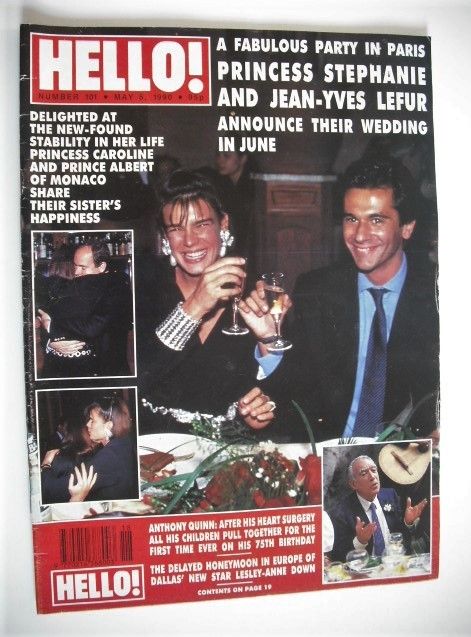 Hello! magazine - Princess Stephanie and Jean-Yves Lefur cover (5 May 1990 - Issue 101)