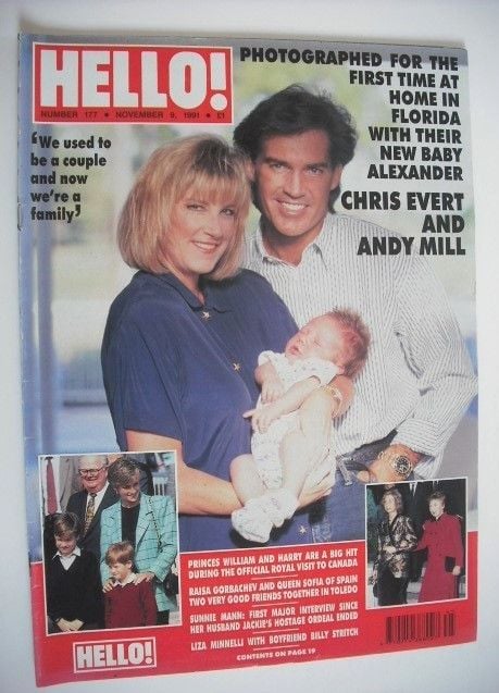 Hello! magazine - Chris Evert and Andy Mill cover (9 November 1991 - Issue 177)
