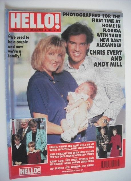 <!--1991-11-09-->Hello! magazine - Chris Evert and Andy Mill cover (9 Novem