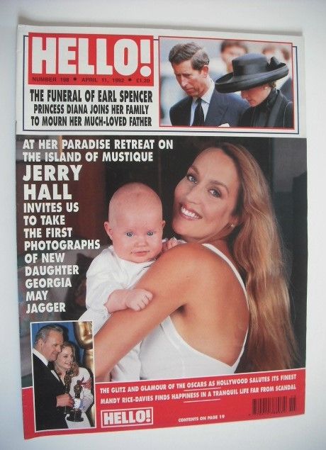 <!--1992-04-11-->Hello! magazine - Jerry Hall cover (11 April 1992 - Issue 