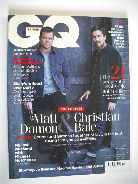 British GQ magazine - November 2019 - Matt Damon & Christian Bale cover