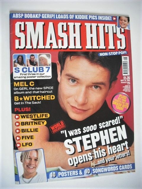 Smash Hits magazine - Stephen Gately cover (22 September 1999)