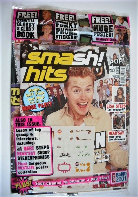 Smash Hits magazine - Ronan Keating cover (18 April 2001)