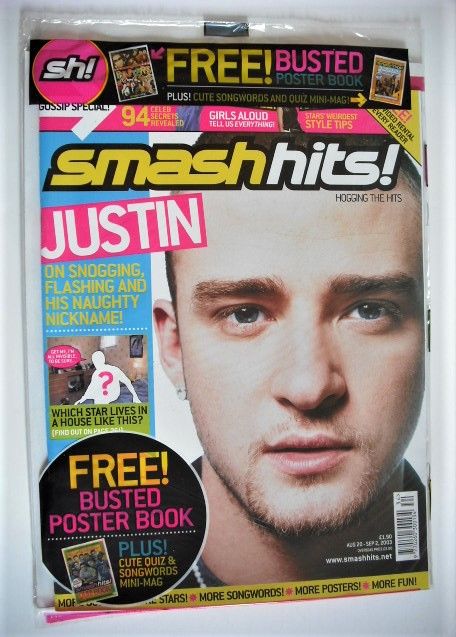 Smash Hits magazine - Justin Timberlake cover (20 August - 2 September 2003)