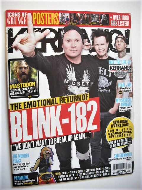 <!--2011-10-01-->Kerrang magazine - Blink 182 cover (1 October 2011 - Issue