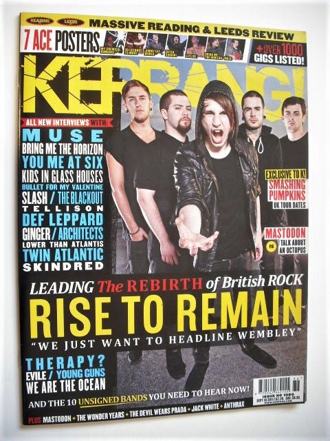 Kerrang magazine - Rise To Remain cover (10 September 2011 - Issue 1380)