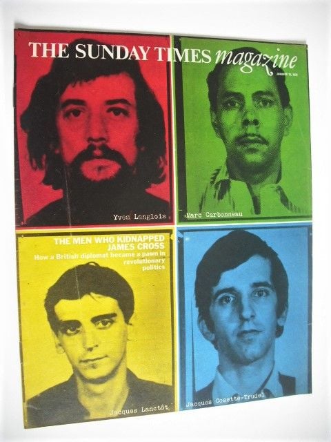 The Sunday Times magazine - The Men Who Kidnapped James Cross cover (16 January 1972)