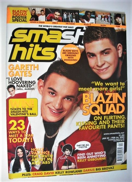 Smash Hits magazine - Blazin' Squad cover (22 January - 4 February 2003)