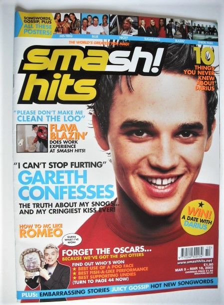<!--2003-03-05-->Smash Hits magazine - Gareth Gates cover (5-18 March 2003)