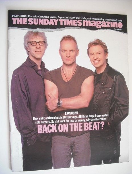 The Sunday Times magazine - The Police cover (4 March 2007)
