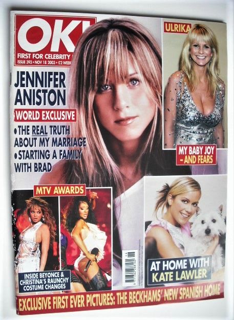 OK! magazine - Jennifer Aniston cover (18 November 2003 - Issue 393)