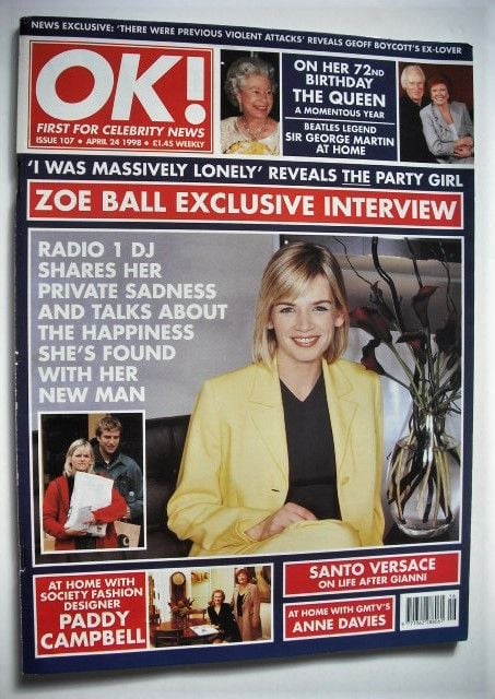 <!--1998-04-24-->OK! magazine - Zoe Ball cover (24 April 1998 - Issue 107)