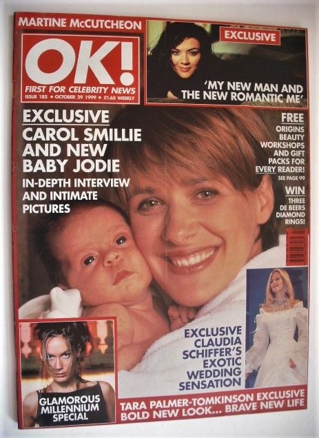 <!--1999-10-29-->OK! magazine - Carol Smillie and Baby Jodie cover (29 Octo