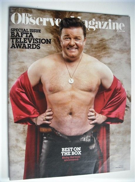 <!--2008-04-20-->The Observer magazine - Ricky Gervais cover (20 April 2008