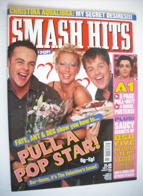 <!--2000-02-09-->Smash Hits magazine - Ant & Dec and Faye Tozer cover (9 Fe