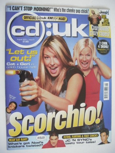 <!--2001-08-->cd:uk magazine - Cat Deeley and Geri Halliwell cover (August 