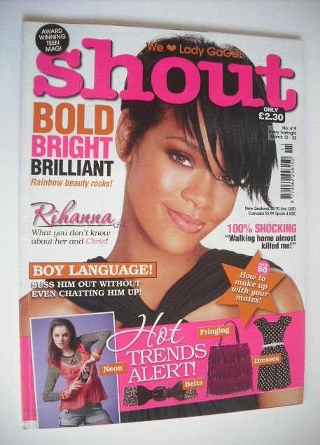 <!--2009-03-12-->Shout magazine - Rihanna cover (12-25 March 2009)