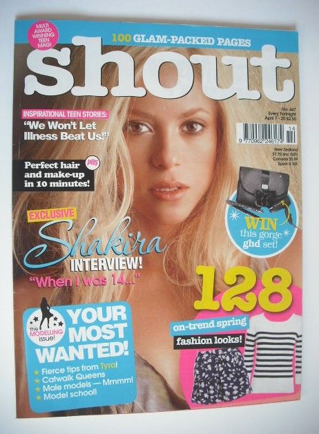 <!--2010-04-07-->Shout magazine - Shakira cover (7-20 April 2010)