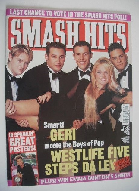 <!--1999-11-03-->Smash Hits magazine - Geri Halliwell and Boys of Pop cover