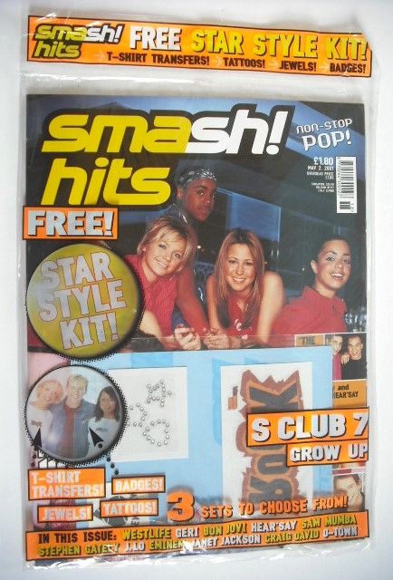 <!--2001-05-02-->Smash Hits magazine - S Club 7 cover (2 May 2001)