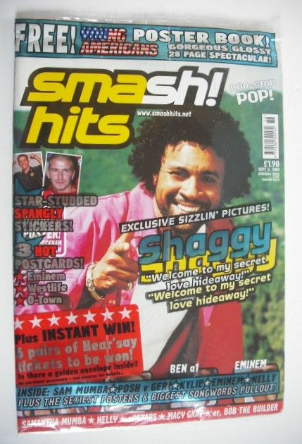 <!--2001-09-05-->Smash Hits magazine - Shaggy cover (5 September 2001)
