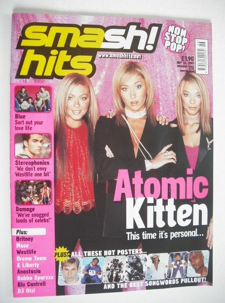 <!--2001-11-14-->Smash Hits magazine - Atomic Kitten cover (14 November 200
