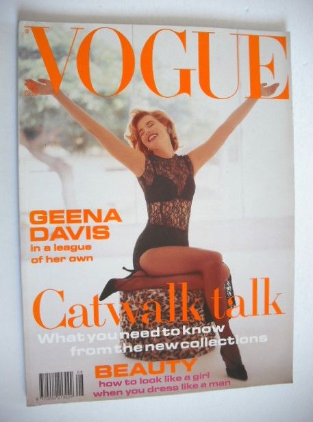 British Vogue magazine - August 1992 - Geena Davis cover