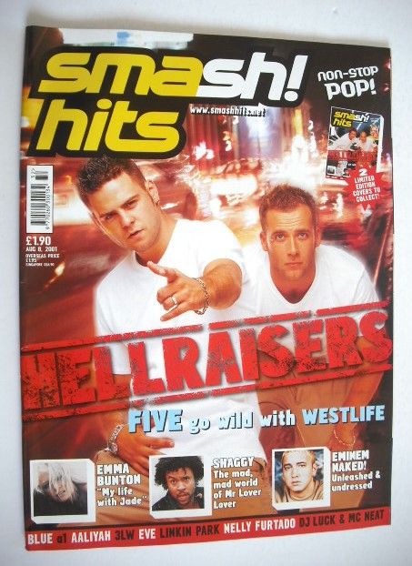<!--2001-08-08-->Smash Hits magazine - Five cover (8 August 2001)