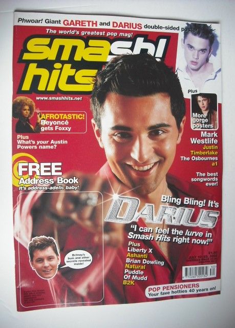 <!--2002-07-10-->Smash Hits magazine - Darius Danesh cover (10-23 July 2002