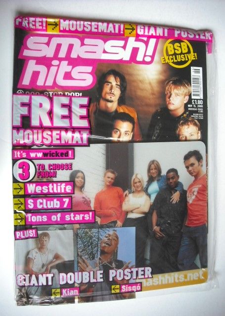 Smash Hits magazine - Backstreet Boys cover (15 November 2000 - Issue 3/3)