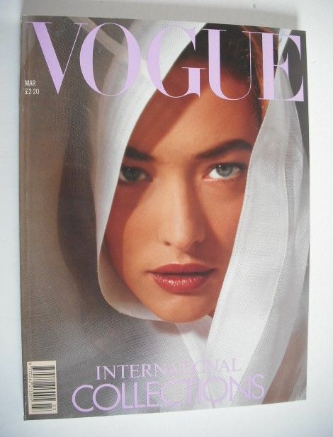 British Vogue magazine - March 1989 - Tatjana Patitz cover - International Collections