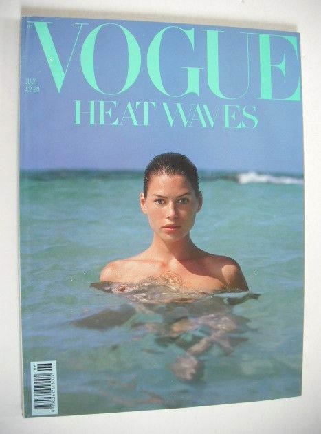British Vogue magazine - July 1989 - Carre Otis cover