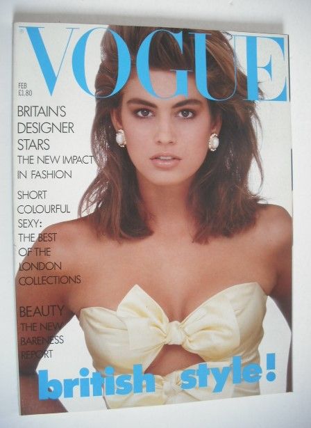 British Vogue magazine - February 1987 - Cindy Crawford cover
