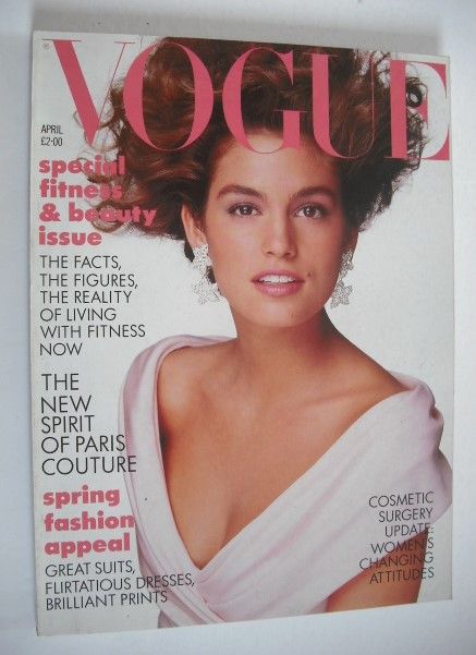 British Vogue magazine - April 1987 - Cindy Crawford cover
