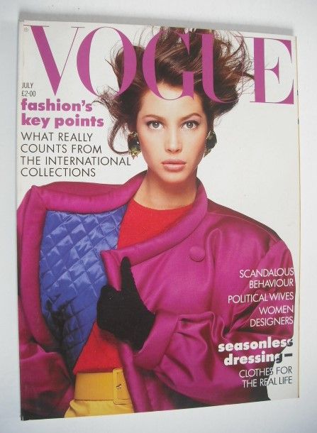 British Vogue magazine - July 1987 - Christy Turlington cover