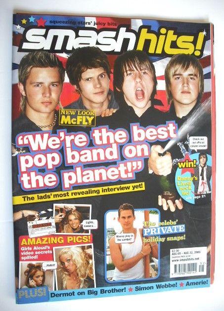Smash Hits magazine - McFly cover (9-22 August 2005)