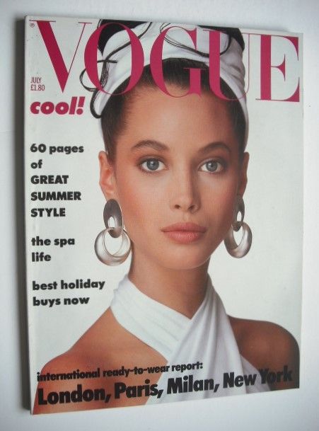 British Vogue magazine - July 1986 - Christy Turlington cover
