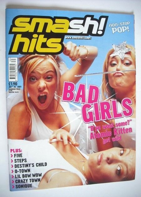 <!--2001-07-25-->Smash Hits magazine - Atomic Kitten cover (25 July 2001)