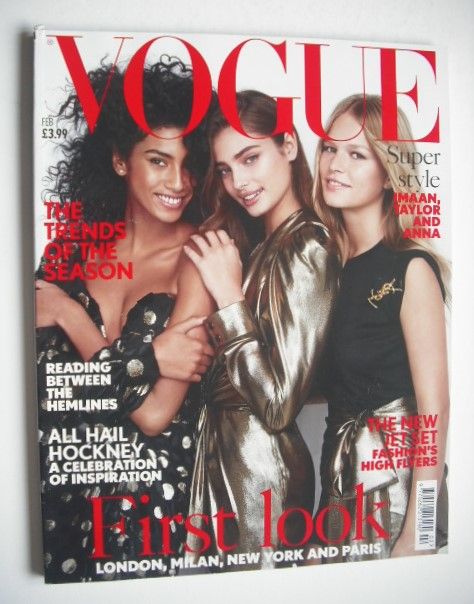 British Vogue magazine - February 2017 - Imaan, Taylor and Anna cover
