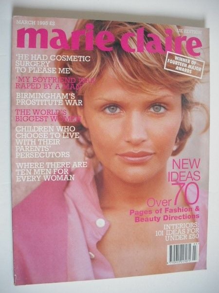 British Marie Claire magazine - March 1995 - Helena Christensen cover