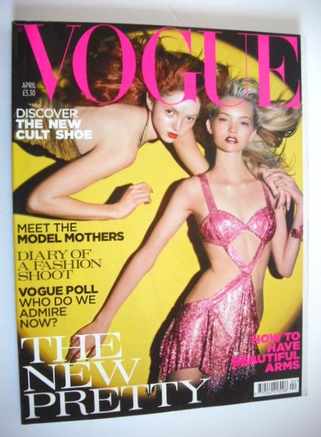 British Vogue magazine - April 2004 - Lily Cole and Gemma Ward cover